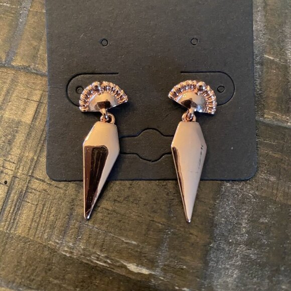 New Mint Mongoose Art Deco Style Rose Gold Colored Aqua Earring Necklace Set - Picture 2 of 4